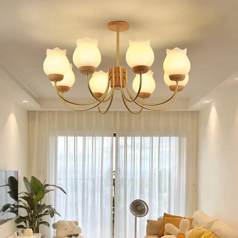 lámpara colgante de madera diseño moderno con iluminación LED para habitación infantil