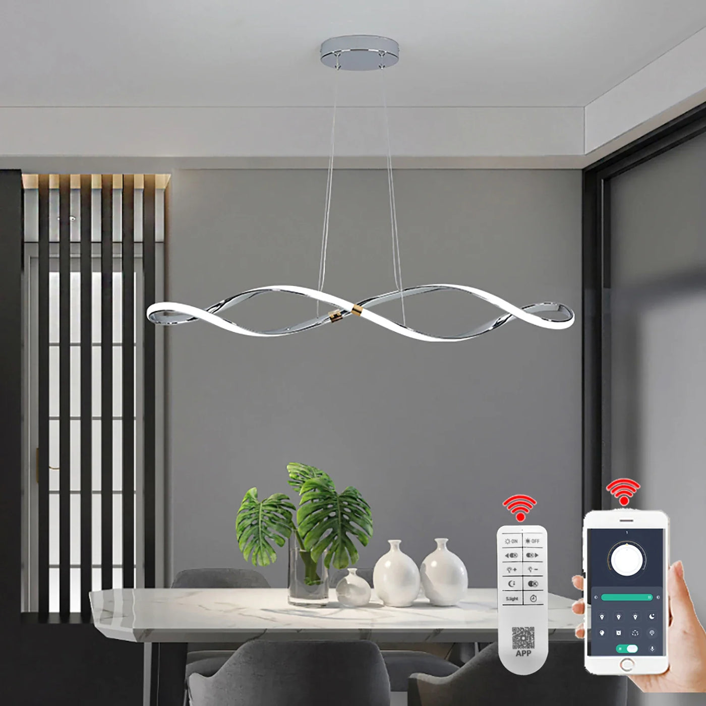 Lámpara de araña LED de diseño con mando a distancia