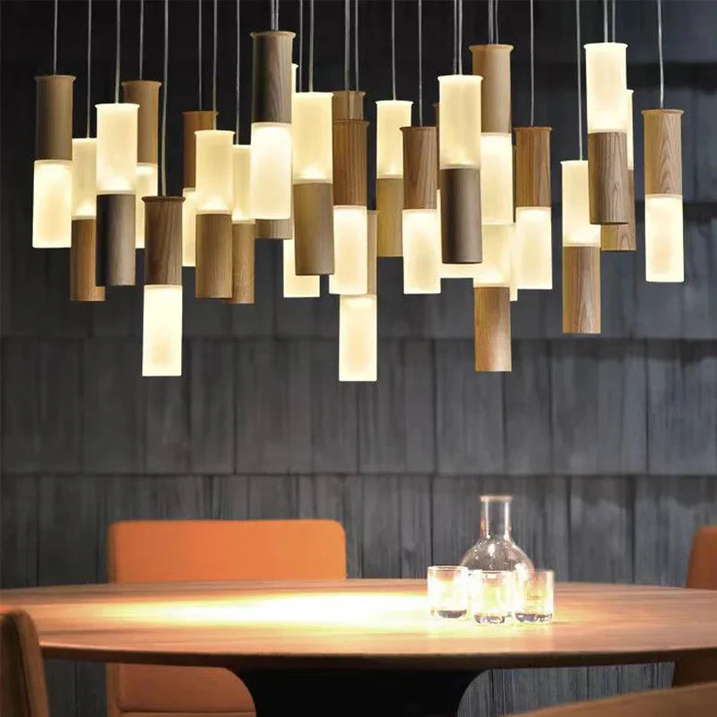 lámpara de techo moderna de madera para iluminación interior diseño