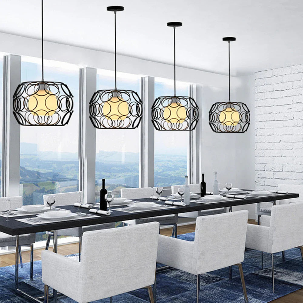 lustre industrial retro de hierro con luz LED moderna