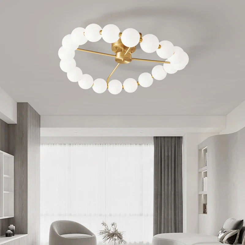 lámpara led con anillo de cobre y bola acrílica