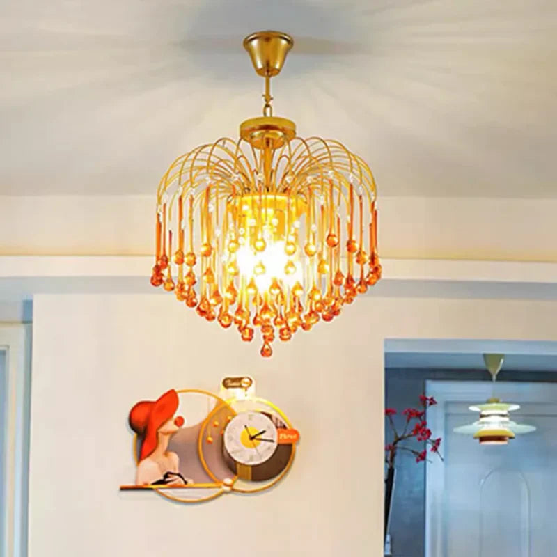 Lámpara colgante retro de vidrio marrón elegante y moderna
