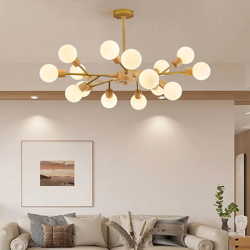 Lámpara colgante LED de madera nórdica para decoración interior moderna