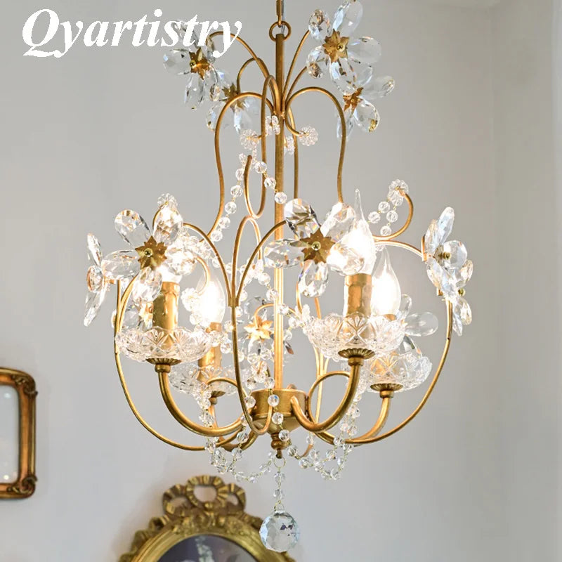 Lámpara colgante vintage chic de cristal.