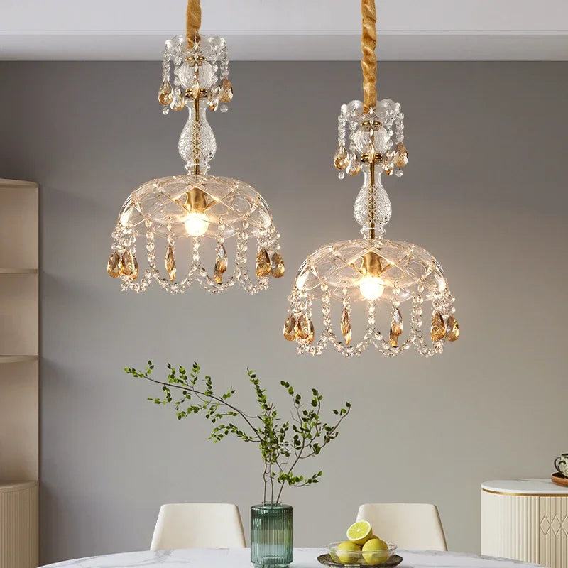 Lámpara de araña vintage de cristal LED diseño art déco elegante