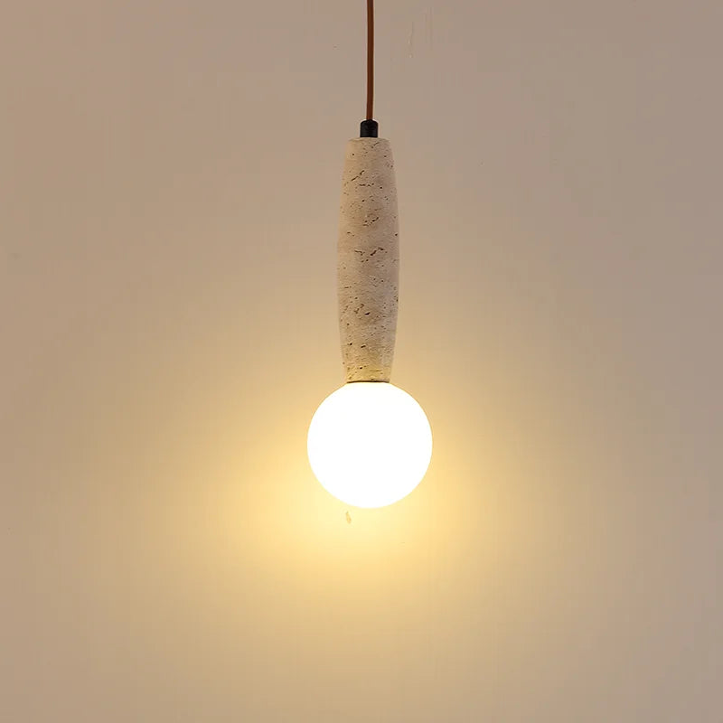 Lámpara colgante de arte de piedra natural retro luz vintage pantalla de vidrio blanco LED candelabro para dormitorio decoración de mesita de noche luminarias
