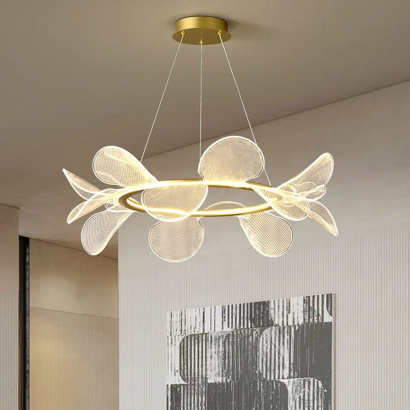 Lámpara moderna de cristal pétalos LED