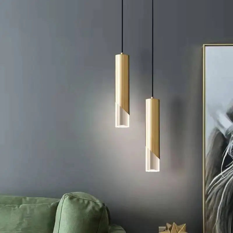 Lámpara colgante LED cilindro cristal elegante