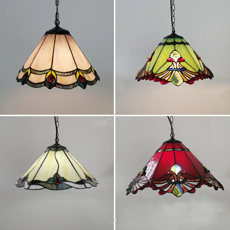 lámpara tiffany de vidriera estilo mediterráneo para interior elegante