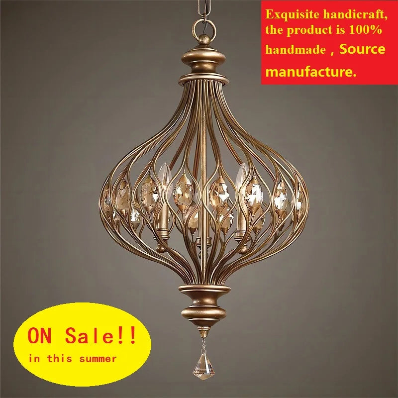 lustre retro francés de cristal estilo vintage para villa