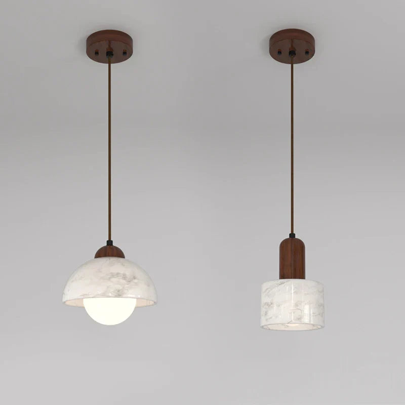 Lámpara de techo de madera vintage mármol natural estilo wabi-sabi para decoración interior