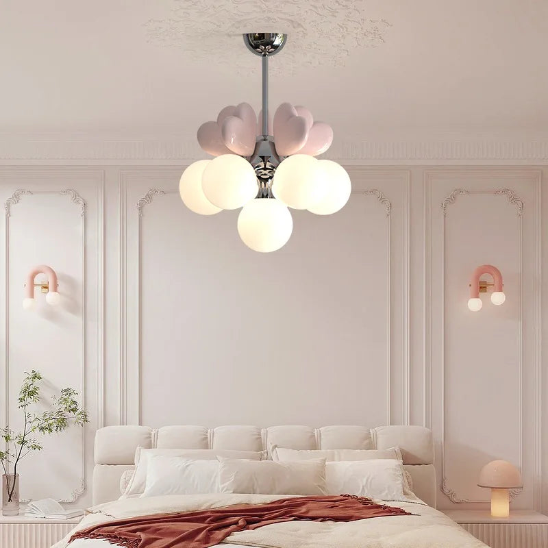 lámpara de techo de princesa con burbuja en forma de corazón para habitación infantil