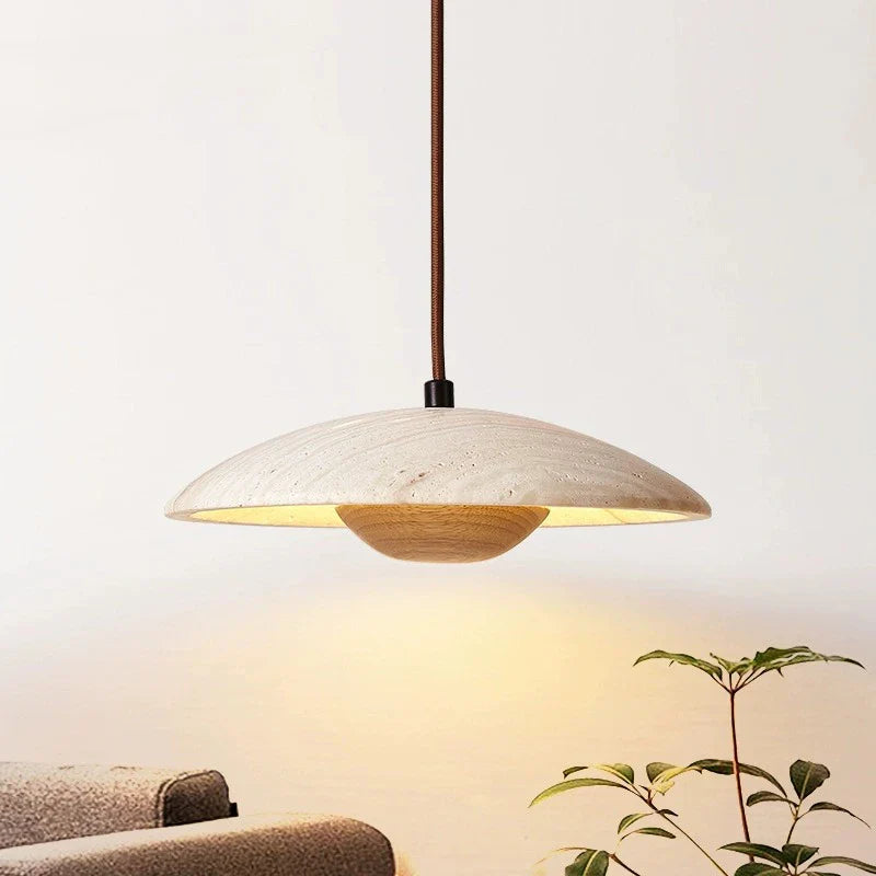 lámpara de araña nórdica retro en travertino estilo wabi-sabi suspensión LED