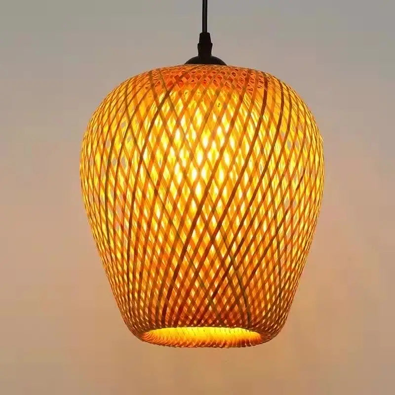 Lámpara colgante de bambú ratán luz lámpara techo bambú paja candelabro luz decoración del hogar art déco techo colgante candelabro