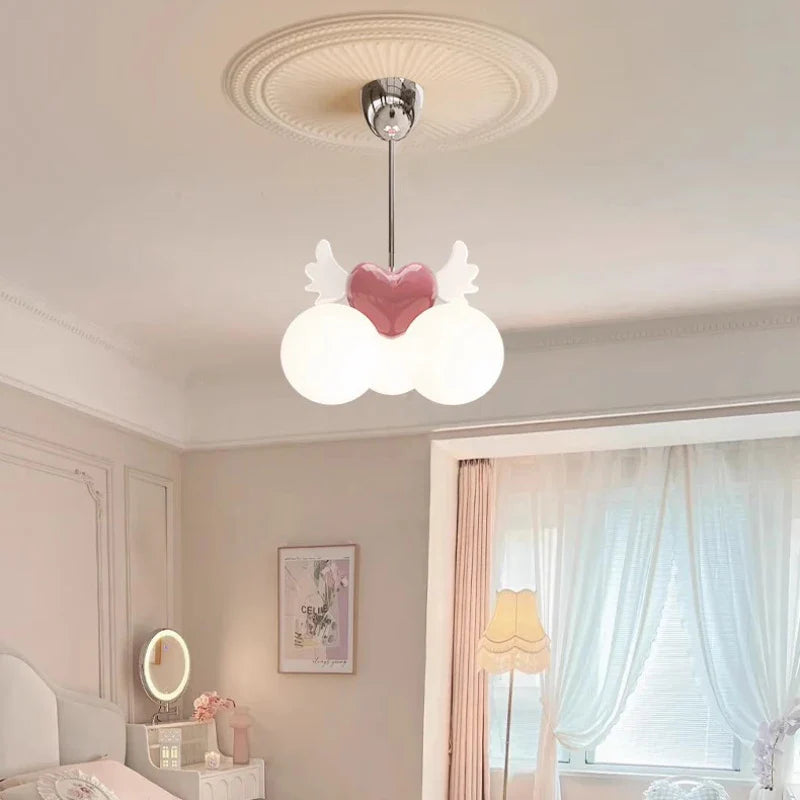lámpara de techo romántica para habitación infantil decoración de princesa en vidrio