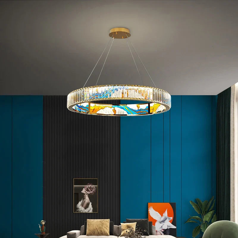 Lámpara LED regulable moderna de acero círculo decorativo