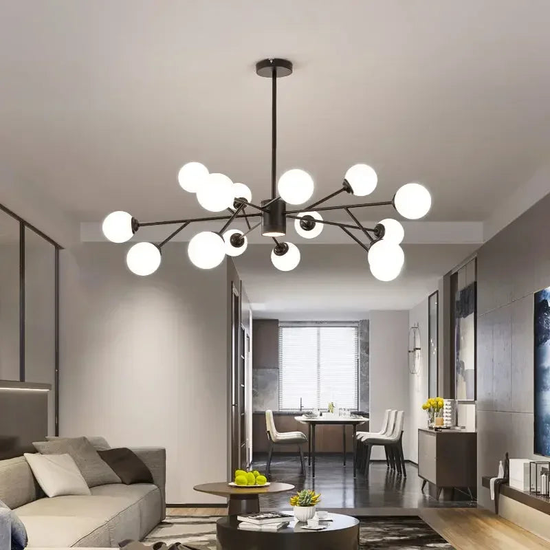 lustre nórdico con LED y bola de vidrio para luminarias suspendidas