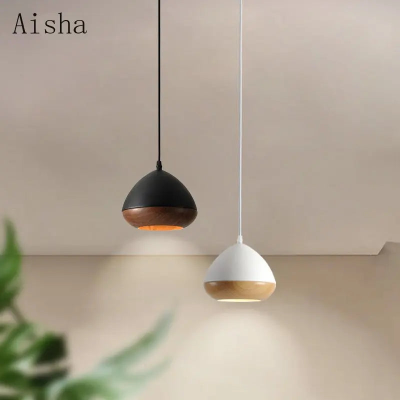 lámpara colgante de hierro estilo japonés wabi-sabi imitación nogal nórdico