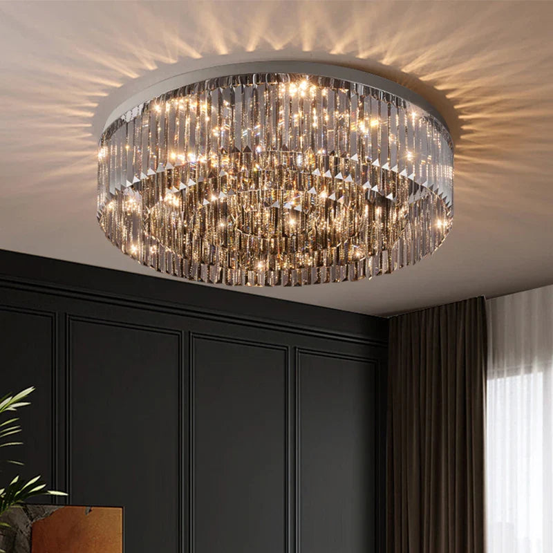 lustre de cristal LED de lujo para decoración interior