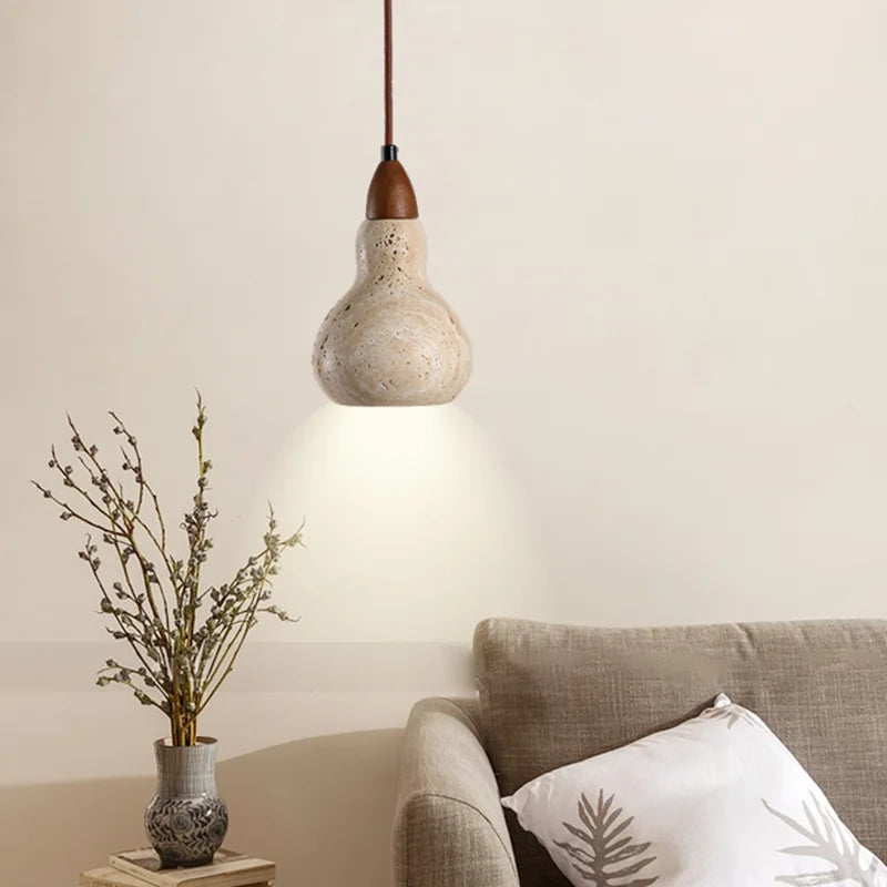 Lámpara colgante vintage de piedra natural con LED