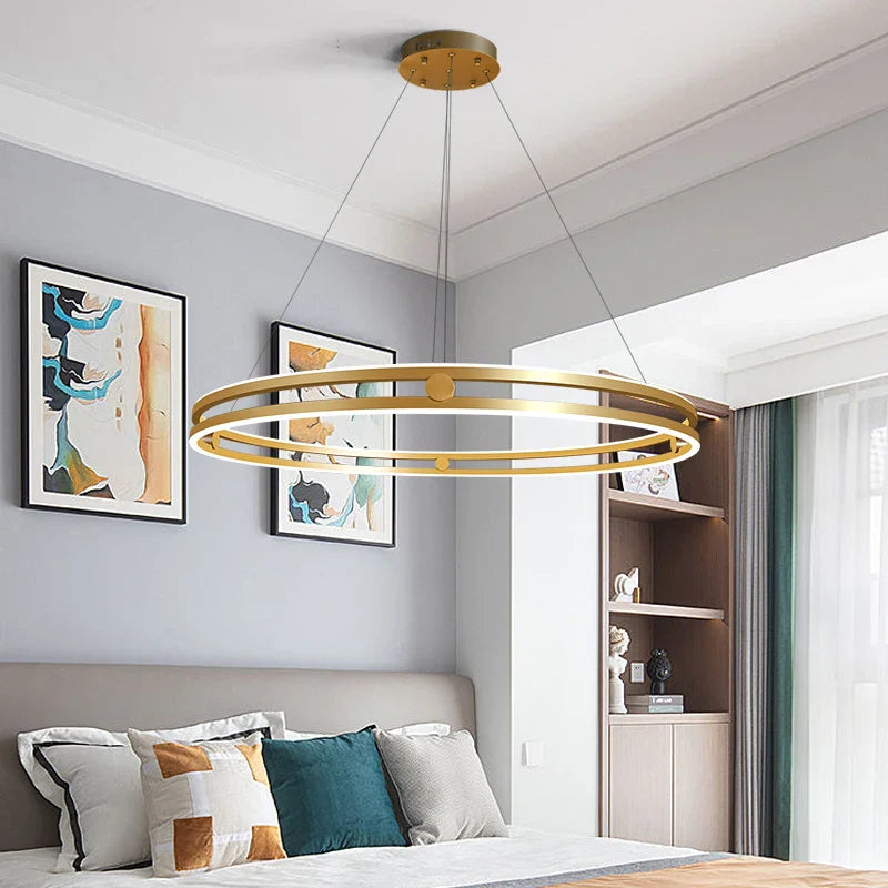 Lámpara de araña circular moderna para decoración interior creativa y minimalista