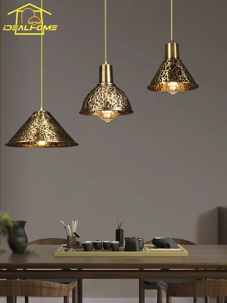 lámpara colgante decorativa china de cobre para ambiente zen