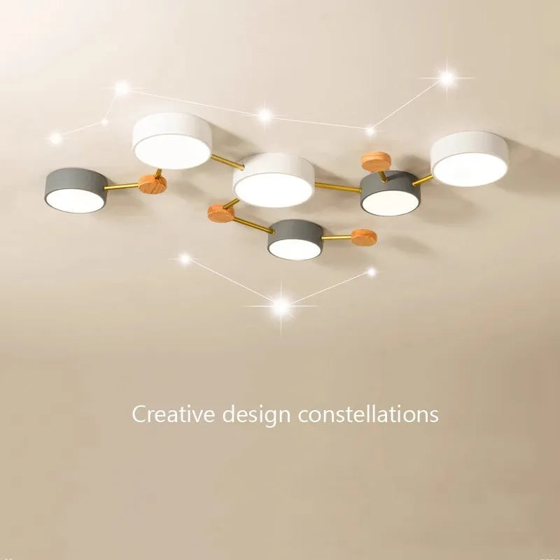 Lámpara de araña escandinava elegante de madera LED