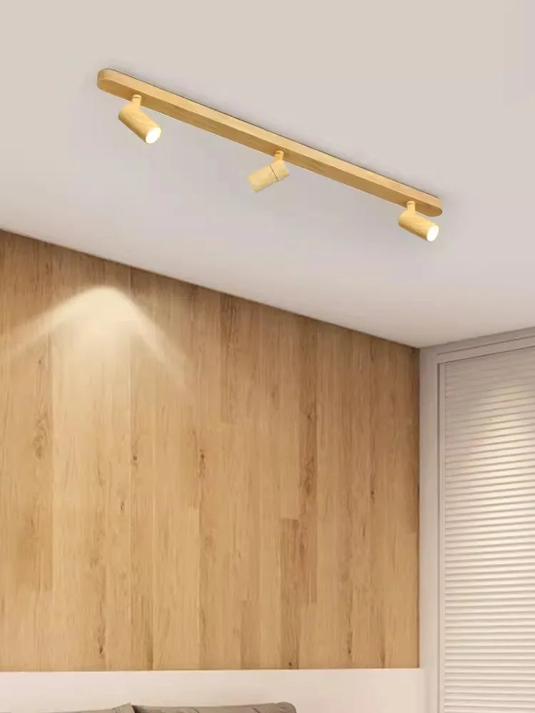 Lámpara de araña LED de madera moderna para salón