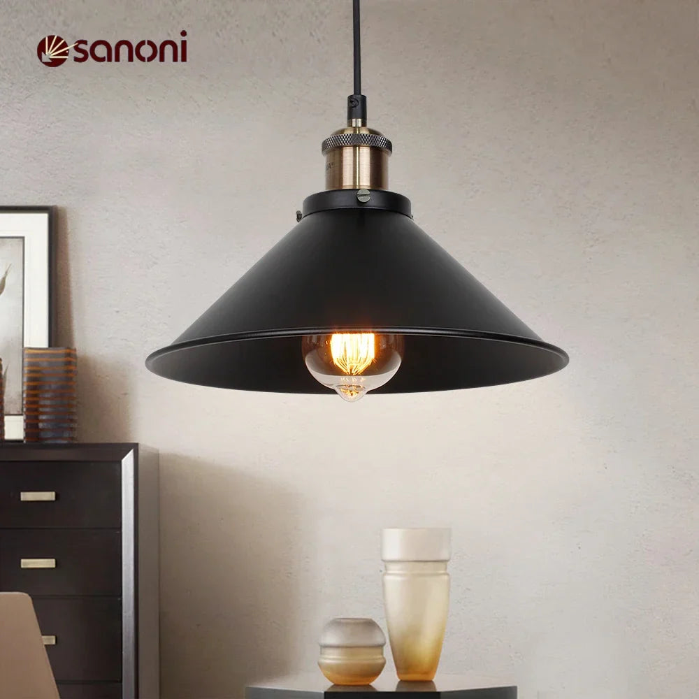 Lámpara colgante loft negro industrial elegante