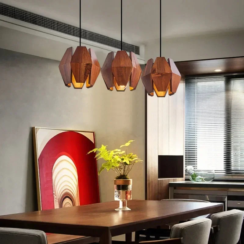 Lámpara retro de madera maciza para salón