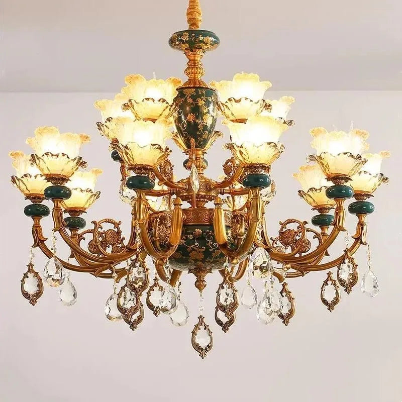 lámpara de cerámica con iluminación de cristal para decoración interior