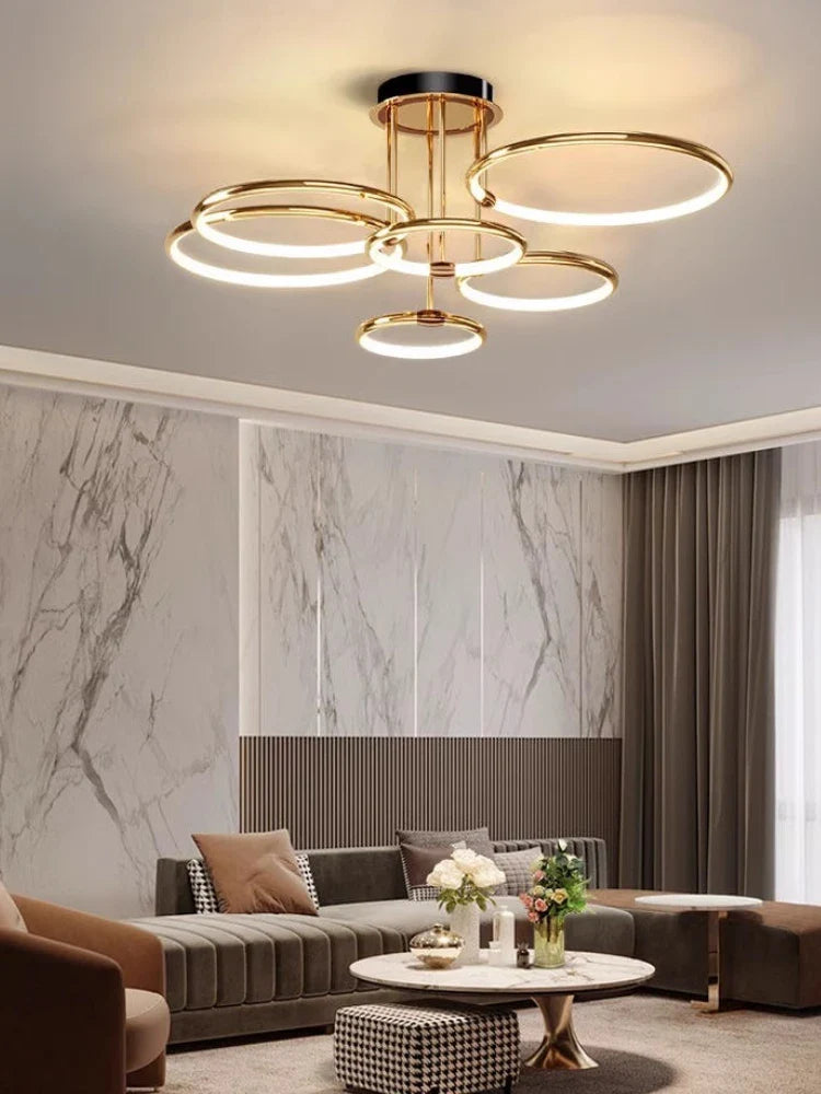 lámpara de techo decorativa moderna en anillo para interior elegante