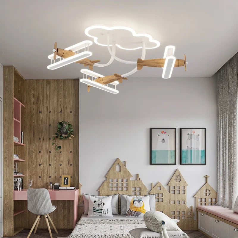 lámpara de avión de dibujos animados para niños con control remoto