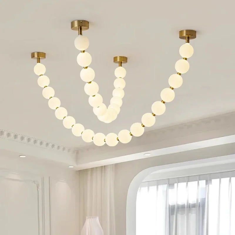 lámpara colgante diseño perlas nórdicas led para decoración del hogar