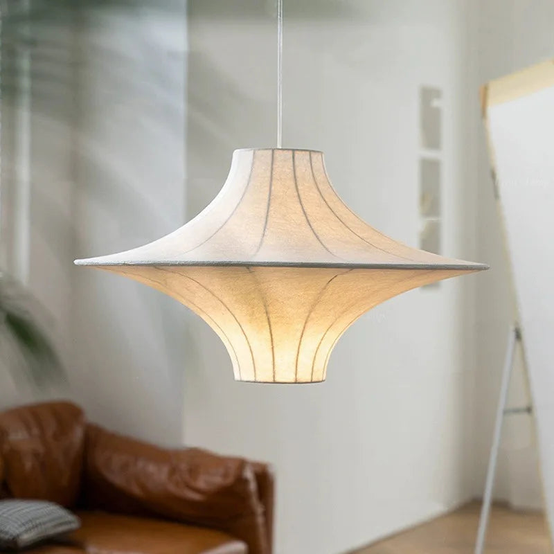 lámpara colgante de seda diseño japonés estilo wabi-sabi para una iluminación elegante
