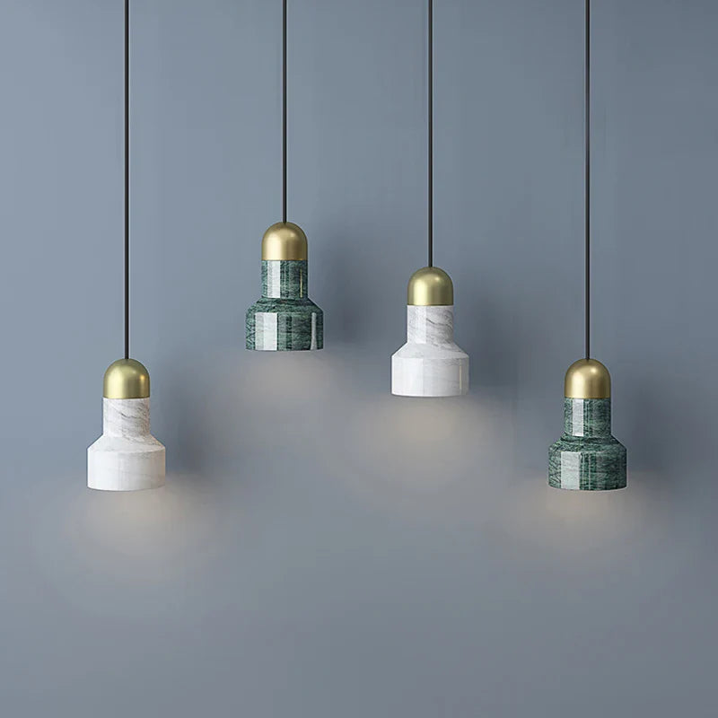 lustre nórdico retro de mármol de lujo LED