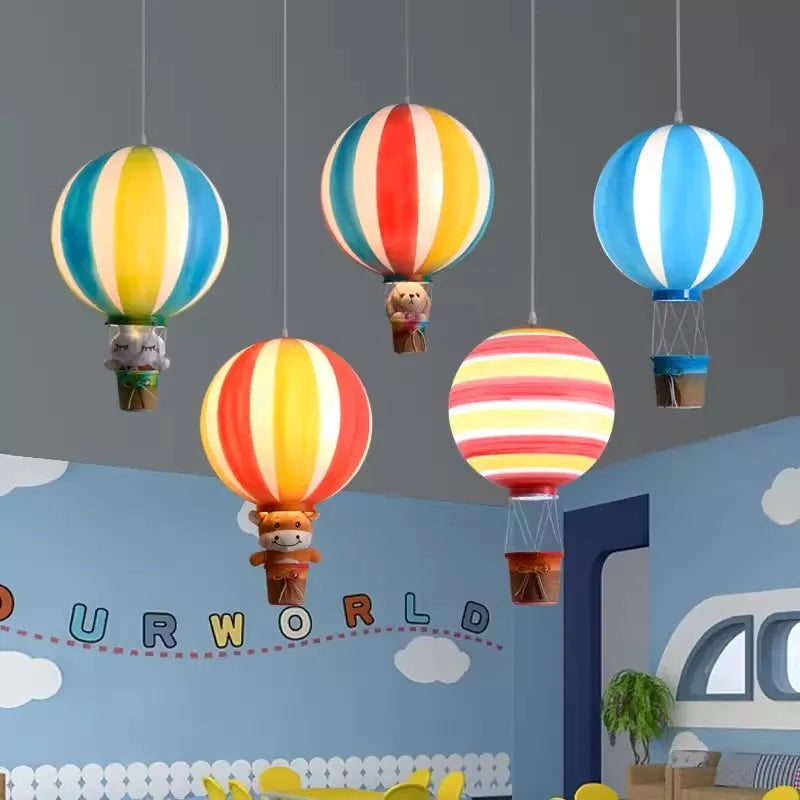 lustre globo aerostático creativo lámpara infantil decoración guardería escuela
