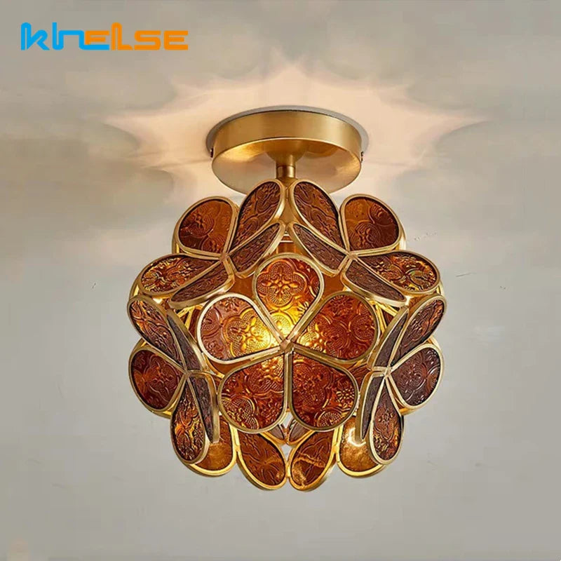 Lámpara vintage de vidrio cobrizo luminosa