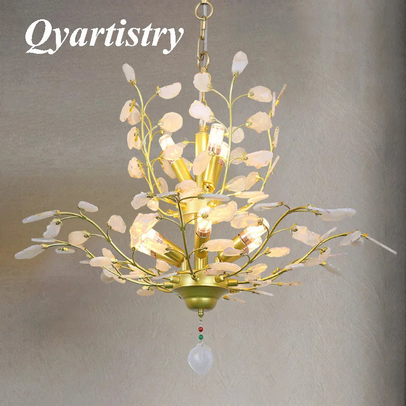 lustre LED en ágata natural ideal para decoración romántica