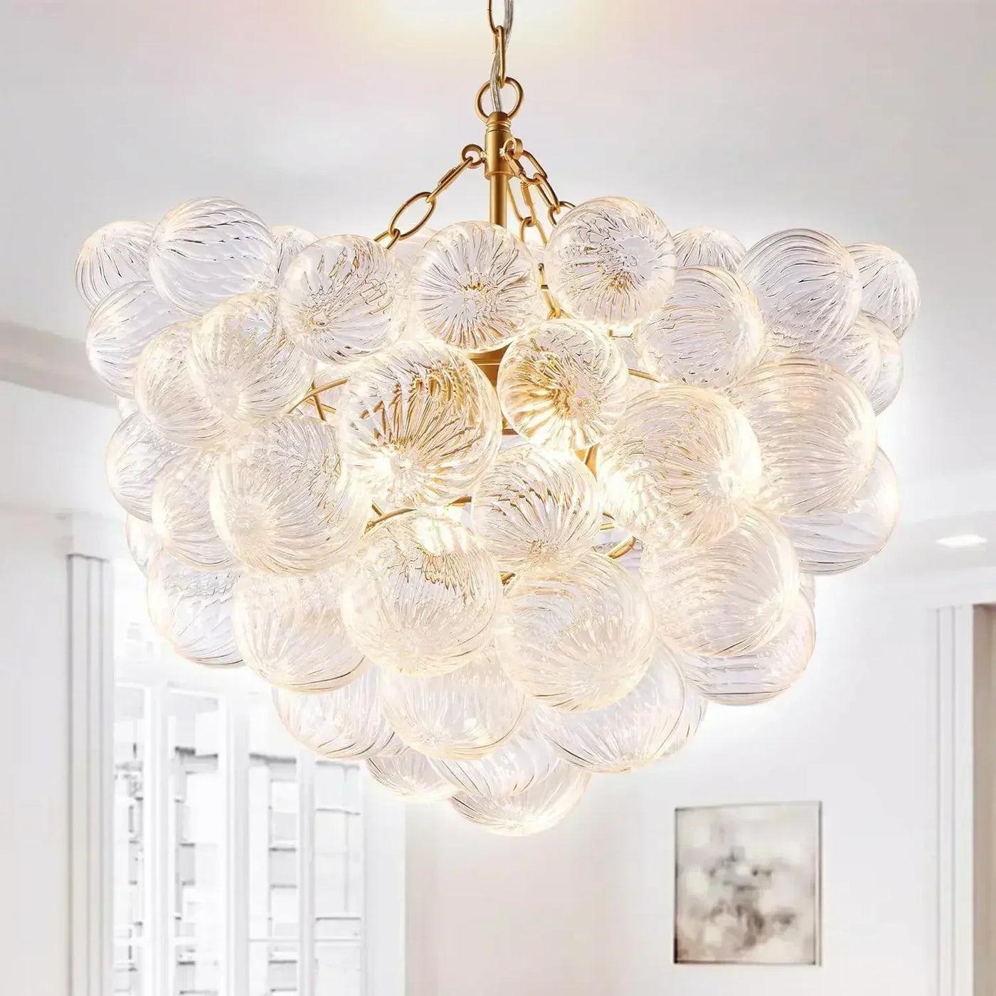 lámpara colgante suspendida con burbujas de vidrio diseño moderno para interior elegante