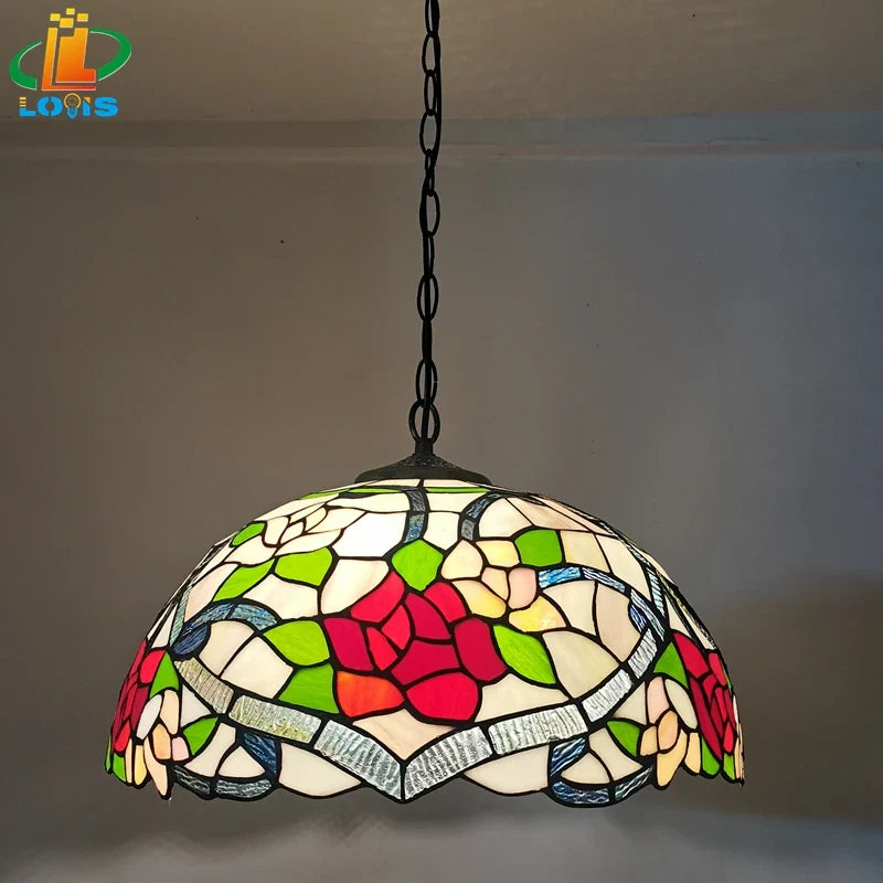 Lustre diseño vintage de vidrio con flores