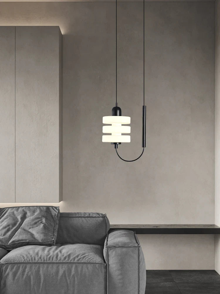 lámpara de vidrio blanco y negro diseño moderno elegante