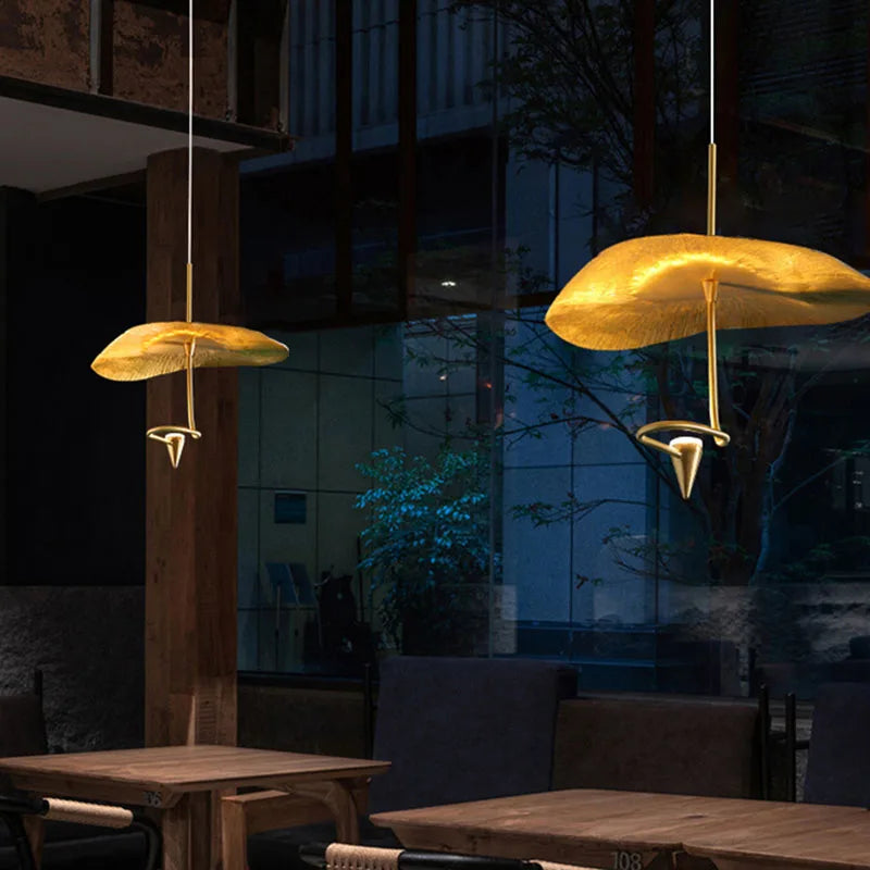 lustre art déco LED de cobre con cable ajustable