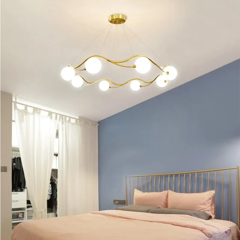 Lámpara real de lujo en oro con bola de vidrio LED