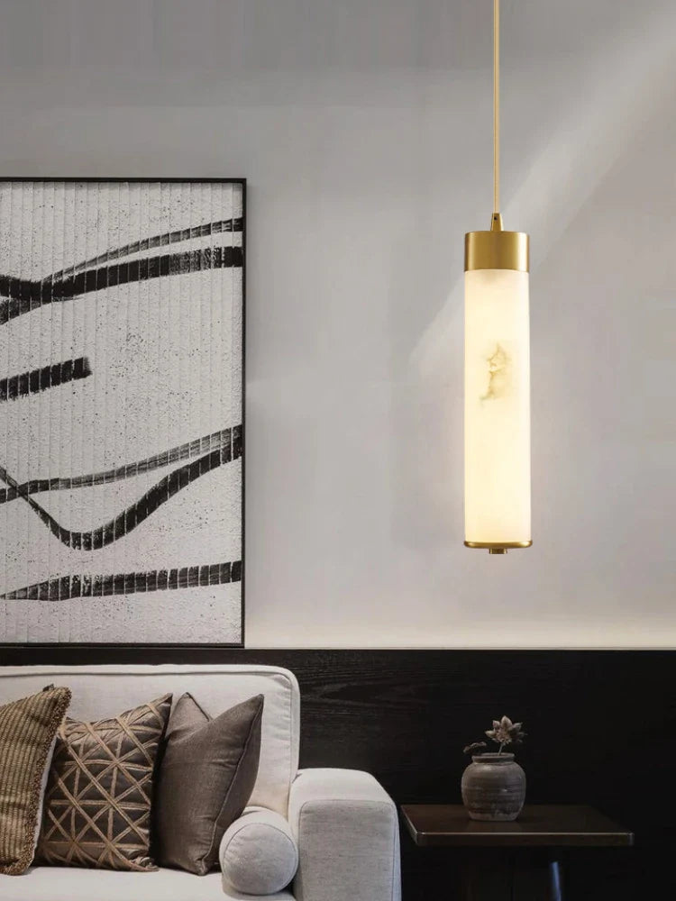 lámpara de mármol natural puro y cobre para decoración moderna minimalista