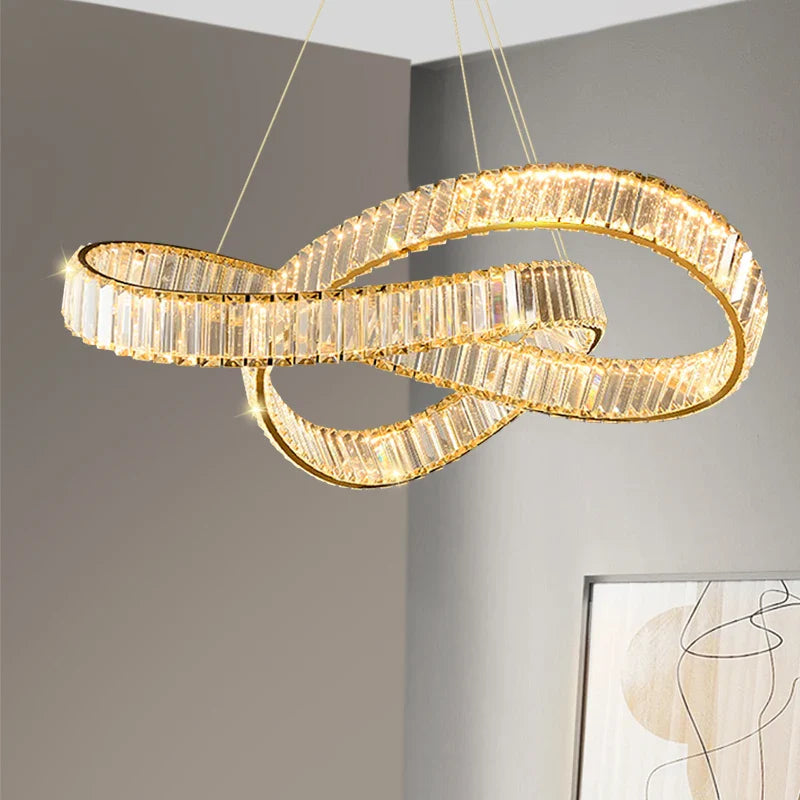 lámpara de techo suspendida en cristal espiral minimalista moderna con LED