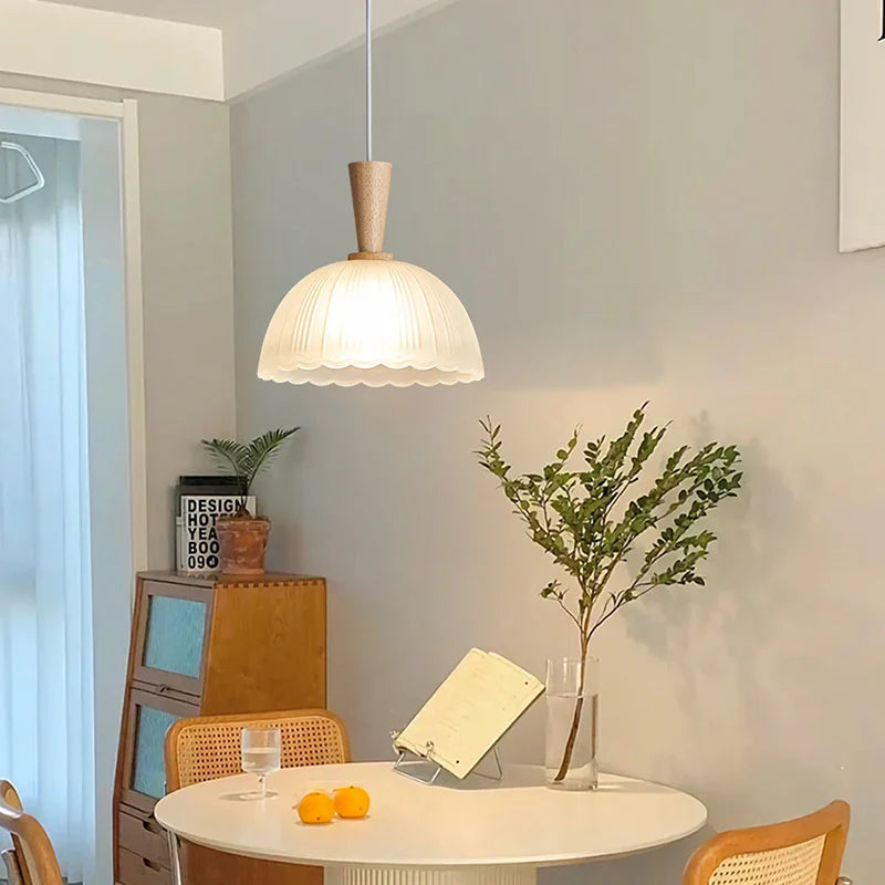 lustre minimalista nórdico moderno en vidrio tronco wabi-sabi