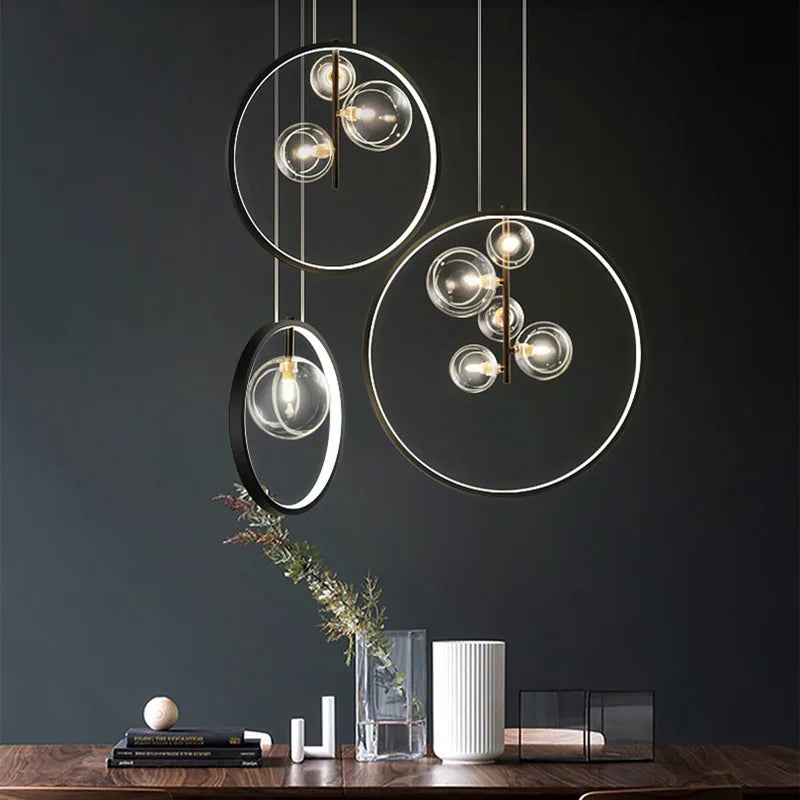 lámpara de techo de vidrio con burbujas estilo nórdico para decoración moderna
