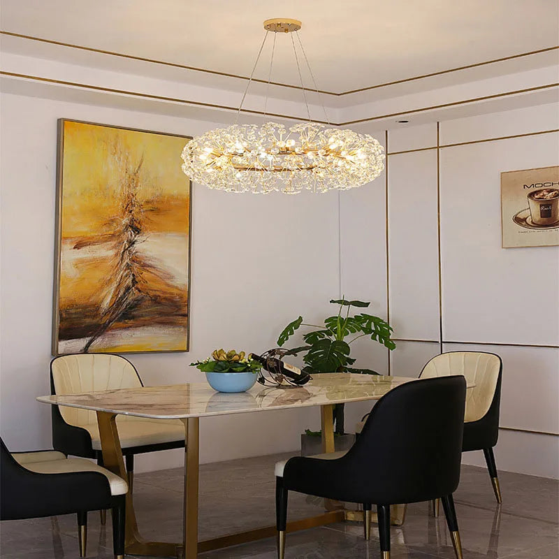 lámpara led de cristal claro diente de león para hotel con bonita decoración