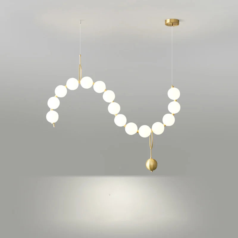lámpara colgante de acrílico blanco con perlas